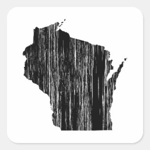 Beunruhigte Wisconsin-Staats-Kontur Quadratischer Aufkleber