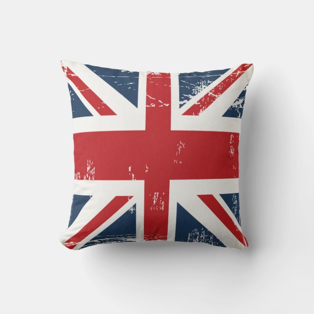 Beunruhigter Grunge-BRITISCHER Kissen (Vorderseite)
