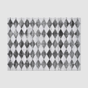 Beunruhigter Harlekin-Schwarzweiss-Diamant Seidenpapier