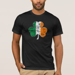Beunruhigter irischer Flaggen-Kleeblatt-T - Shirt