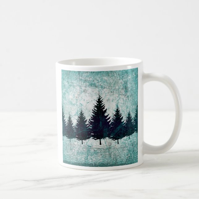 Beunruhigter rustikaler immergrüner Kiefer-Wald Kaffeetasse (Rechts)