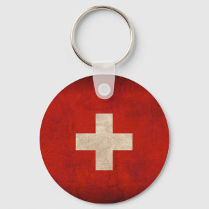 Beunruhigter Schlüsselanhänger der Schweiz Flagg