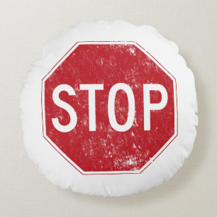 Beunruhigter Stoppschild Rundes Kissen