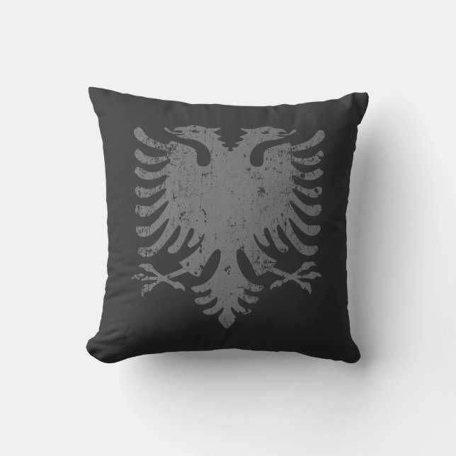 Beunruhigtes Albaner-Eagle-Wappen Kissen (Vorderseite)