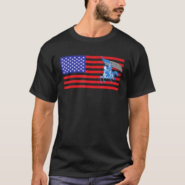 Beunruhigtes amerikanisches Flaggenpferd 2 T-Shirt (Vorderseite)