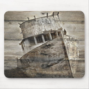 Beunruhigtes hölzernes Seerustikales Segelboot de Mousepad