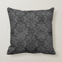 Beunruhigtes Luxe Damast-Wurfs-Kissen - Schwarzes
