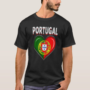 Beunruhigtes Retro Herz Portugal Flaggenpatrone T-Shirt