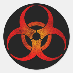 Beunruhigtes rotes u. gelbes Biogefährdung-Symbol Runder Aufkleber