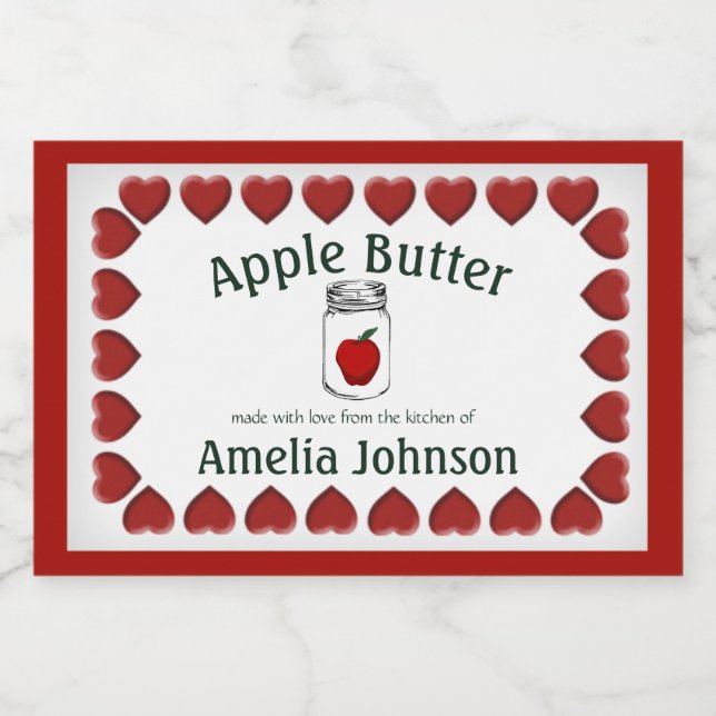 Beurre Apple Fabriqué avec Love Product Étiquette  (Étiquettes simples)