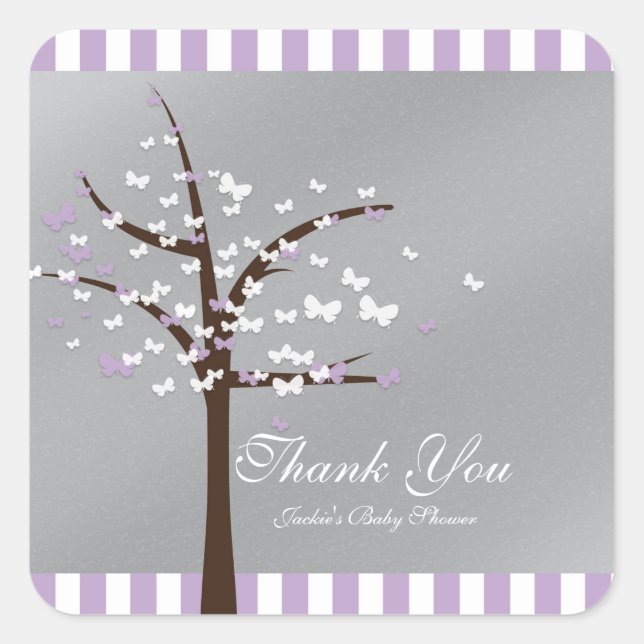 Beurre Arbre Lavande & Sticker Baby shower gris (Devant)