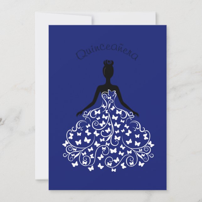 Beurre bleu Quinceanera Ball Gown Invitation (Devant)