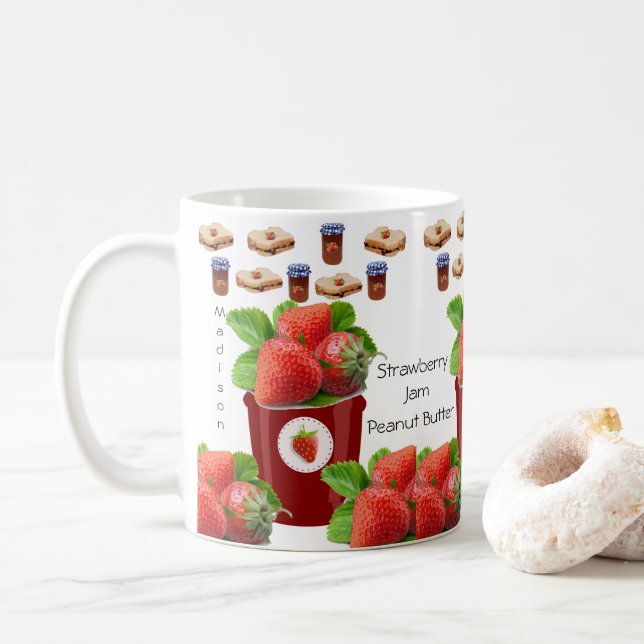 Beurre d'arachide Mug de confiture de fraise (Avec donut)