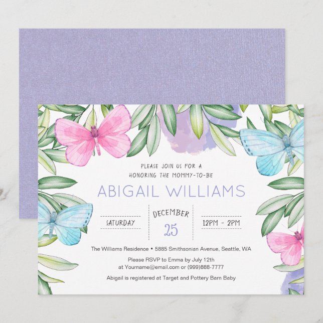 Beurre Garden Classic Baby shower Invitation (Devant / Derrière)