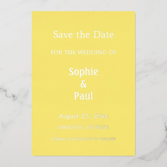 Beurre Jaune Enregistrer la date Foil Invitation (Recto)