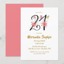 Beurre mignon Floral 21e anniversaire Invitations