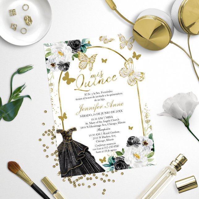 Beurre noir espagnol Quinceanera Invitations (Créateur téléchargé)