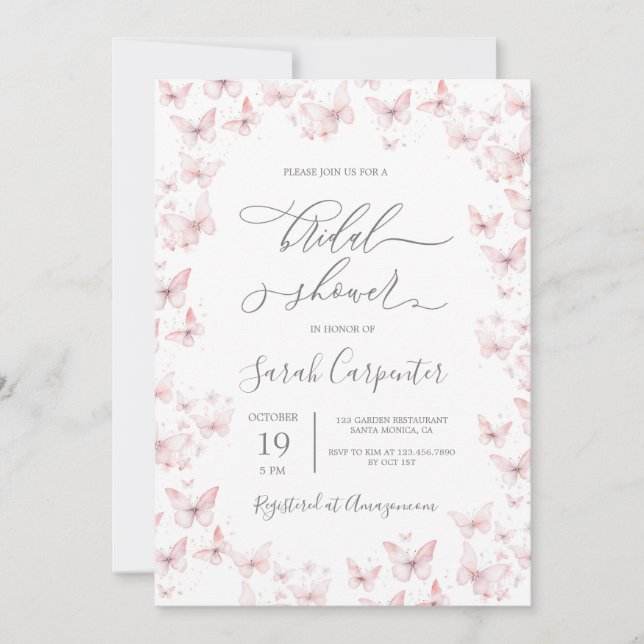 Beurre rose Invitation à la douche nuptiale (Devant)
