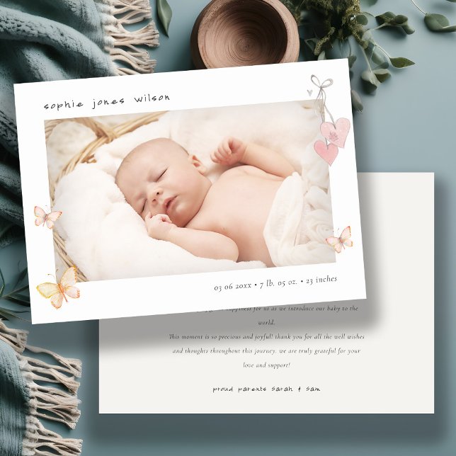 Beurre rose mignon Faire-part de naissance photo (Créateur téléchargé)