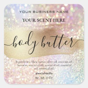 Beurre Sparkly Étiquettes Holographique Et Or
