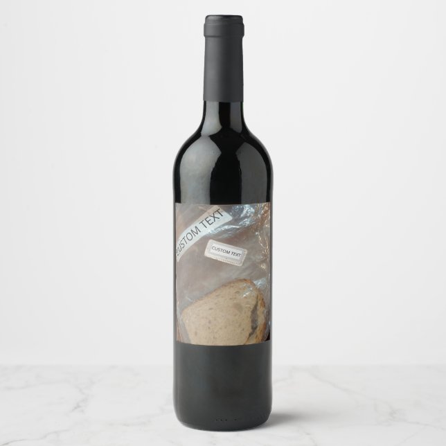 Beutel mit Scheibe Brot Weinetikett (Vorderseite)