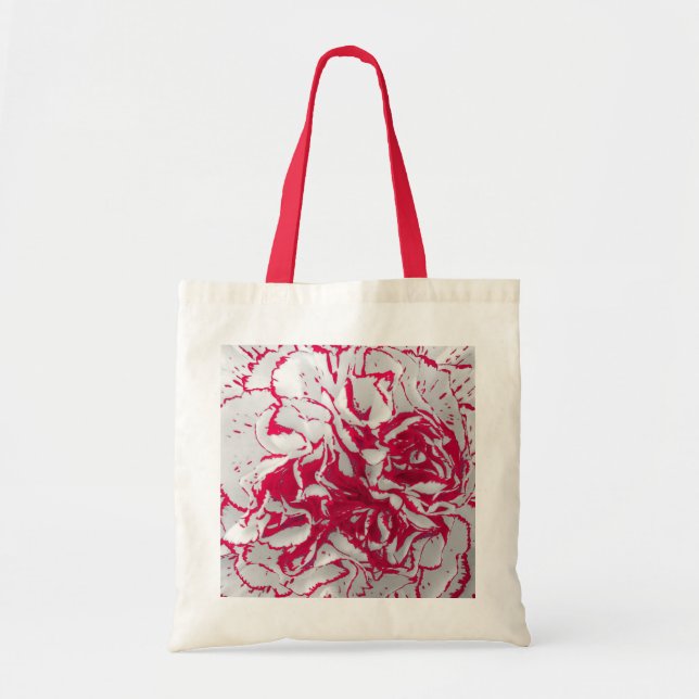 Beutel - Nelke in Rot und Weiß Tragetasche (Vorne)