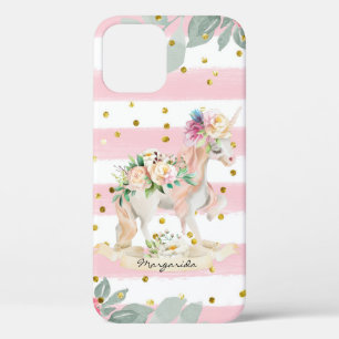 Beutiful Unicorn Pastel Pink Streifen Glitzer Case-Mate iPhone Hülle