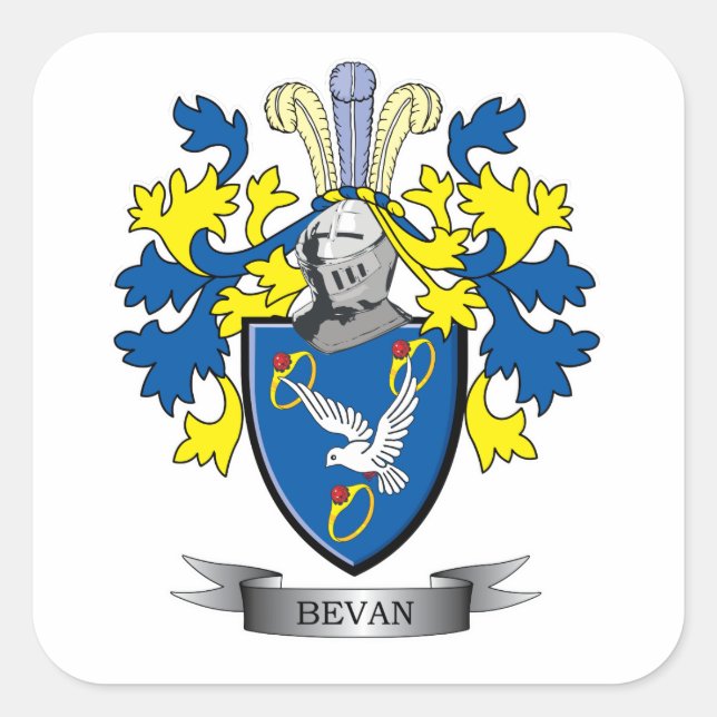 Bevan Familienwappen Coat of Arms Quadratischer Aufkleber (Vorderseite)