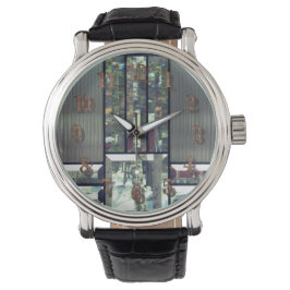 Beveled Glas Birch Bäume metallisch silber modern Armbanduhr