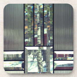 Beveled Glas Birch Bäume metallisch silber modern Getränkeuntersetzer