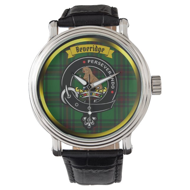 Beveridge Clan Abzeichen & Tartan Armbanduhr (Vorderseite)