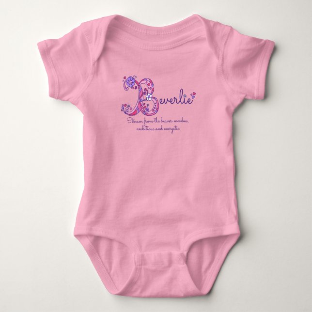 Beverlie Girls B Name bedeutet Monogramm-Babympe Baby Strampler (Vorderseite)