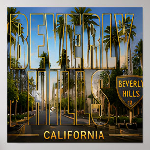 Beverly Hills Kalifornien Palmenbaum-Reiseerinneru Poster