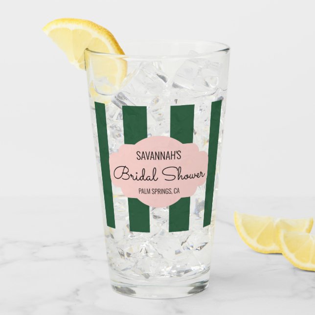 Beverly Hills Pink & Green Brautparty Glas (Vorderseite Ice)