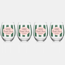 Beverly Hills Pink & Green Brautparty Weinglas Ohne Stiel