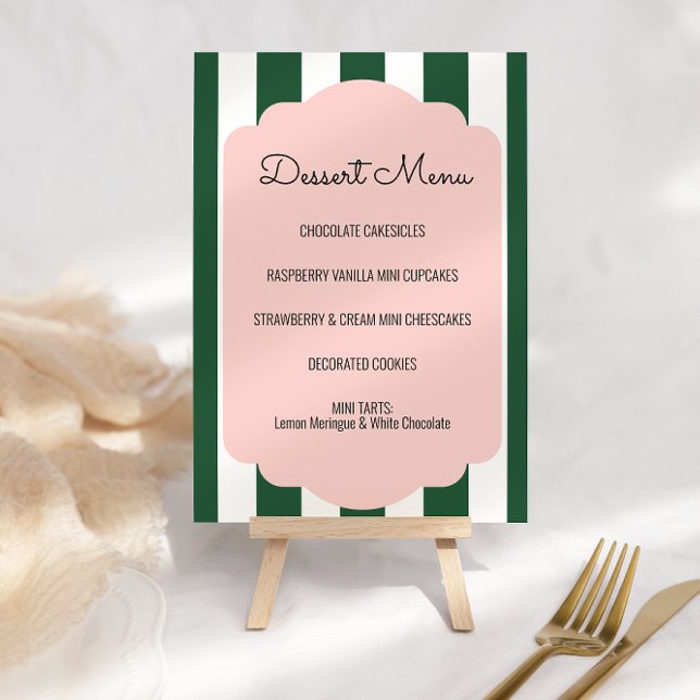 Beverly Hills Pink & Green Dessert Menü Signatur Einladung (Von Creator hochgeladen)