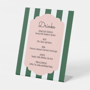 Beverly Hills Pink & Green Drink Menü Pedestal Sig Sockelschild