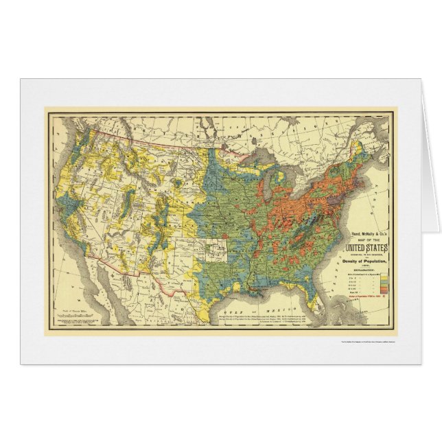 Bevölkerungs-Dichte USA-Karte 1890 (Vorderseite (Horizontal))