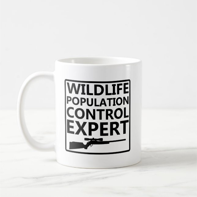 Bevölkerungs-Kontrollen-lustige Jagd-Tasse Kaffeetasse (Links)
