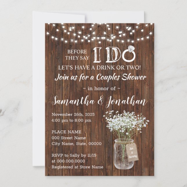 Bevor ich Hochzeit Paare Dusche Land Einladung (Vorderseite)