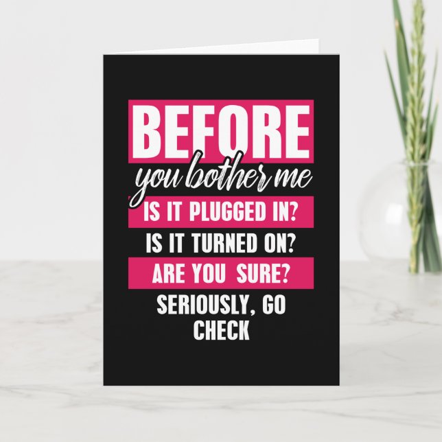 Bevor ich mir den lustigen technischen Support bes Karte (Vorderseite)