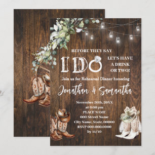 Bevor ich Paare Dusche Western Hochzeit Einladung