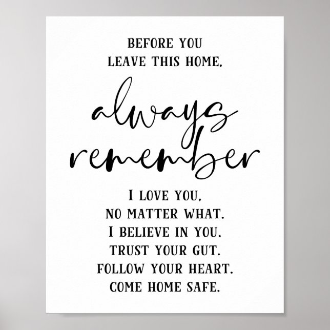 Bevor Sie diese Zuhause Inspiration Verlassen Poster (Vorne)