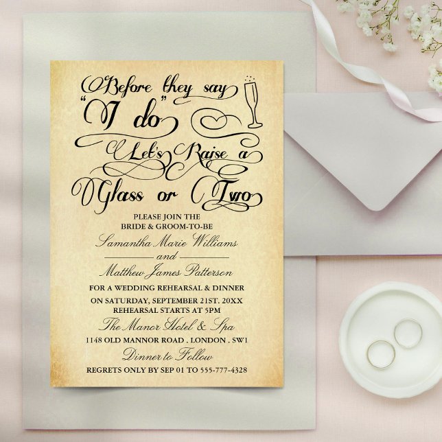 Bevor sie sagen, lasst uns ein oder zwei Gläser an Einladung (Von Creator hochgeladen)