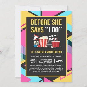 Bevor sie sagt, mache ich Bachelorette Filmabend Einladung