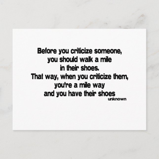 Bevor Sie Zitat kritisieren Postkarte (Vorderseite)