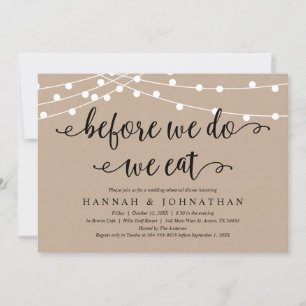 Bevor wir es tun, essen wir rustikale Probe Einladung