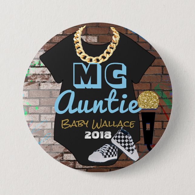 Bevorzugungs-Knopf Lux Auntie-90 angesagter Button (Vorderseite)