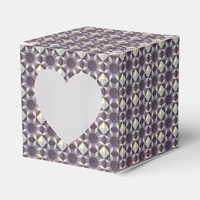 Bevorzugungsbox - Lila Quilt Muster Geschenkschachtel (Vorderseite)