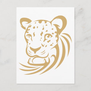 Bewachte Leoparde im Swish Zeichnend Stil Postkarte